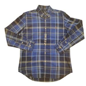 Polo Ralph Lauren Mens Classic Fit Plaid Button Down‎ Shirt Blue 710916459001 M